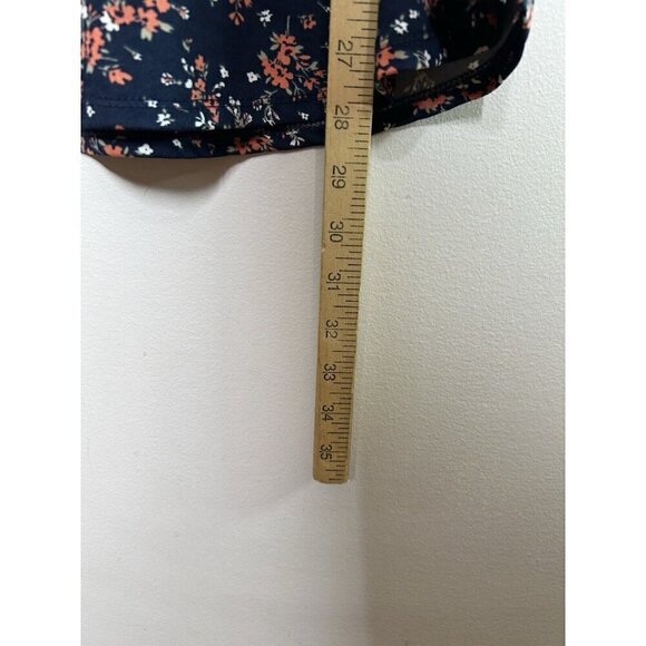 AUW Women’s Plus Blue Orange Floral Short Sleeve Bohemian Blouse Size 2X - Picture 7 of 10